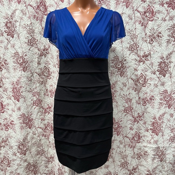 Enfocus Studio Dresses & Skirts - En Focus Studio Colorblock Tiered Dress – Blue/Black – Size 6